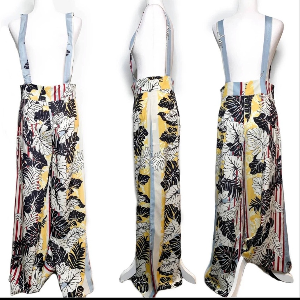Few Moda Zhu Floral Pants w/ Suspenders Size Small